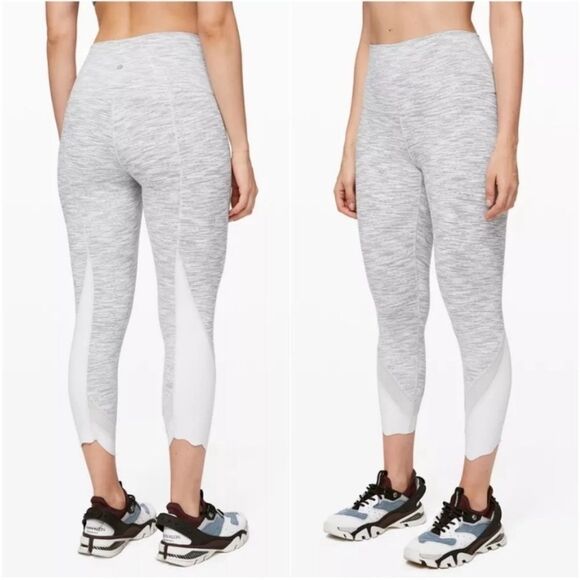 Lululemon Wunder Under Crop II Scalloped hem Roll Down Mesh size 6 - Picture 2 of 11